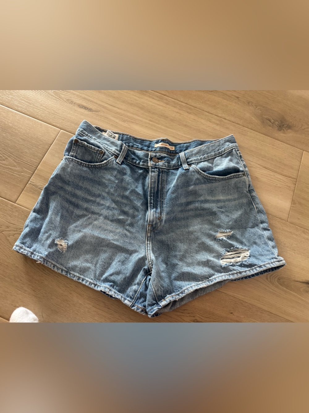 Levi's Light Blue Distressed Denim Shorts